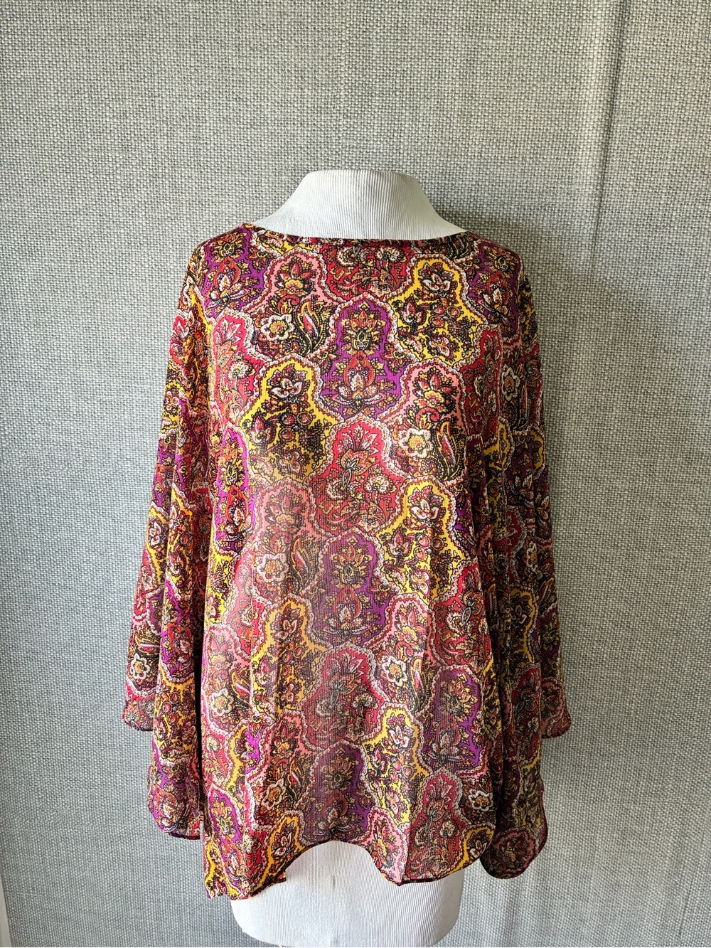 Isaac Mizrahi Multicolor Paisley Tunic — Pink, Yellow, Brown